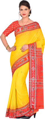 handloom paridhaan Printed Bollywood Pure Cotton Saree(Yellow)