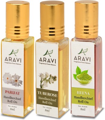 Aravi Fragrance From Nature ARAVI_ROLL_PARI_T_ROSE_HEENA_PO3 Floral Attar(Natural, Tuberose/Rajniganda, Gul Hina)