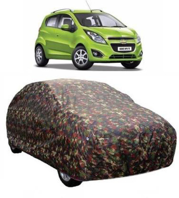 BS AUTO Car Cover For Chevrolet Beat (With Mirror Pockets)(Green, Yellow)
