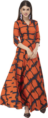 Rudraaksha Women Maxi Orange Dress