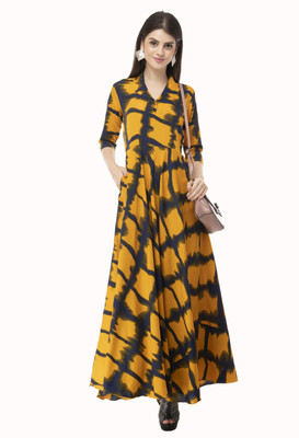 Rudraaksha Women Maxi Yellow Dress