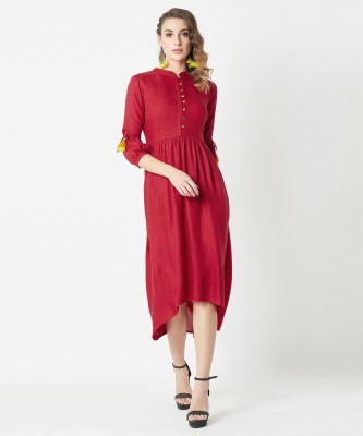 Miss Chase Women High Low Maroon Dress