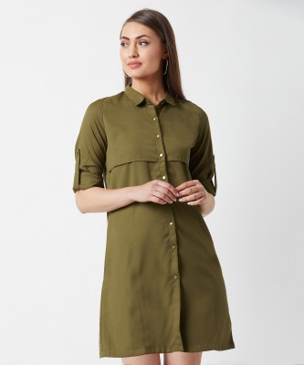 Miss Chase Women Shirt Green Dress