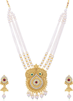 Sukkhi Alloy Gold-plated Red, Green, White Jewellery Set(Pack of 1)