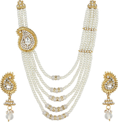 Bhana Jewells Alloy Gold-plated White, Gold Jewellery Set(Pack of 1)