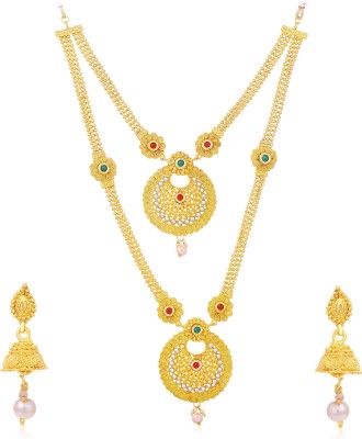 Sukkhi Alloy Gold-plated Gold, Green, Pink Jewellery Set(Pack of 1)