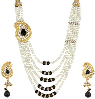 Bhana Jewells Alloy Gold-plated Gold, Black, White Jewellery Set(Pack of 1)