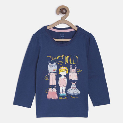 MINI KLUB Baby Girls Casual Pure Cotton Top(Dark Blue, Pack of 1)