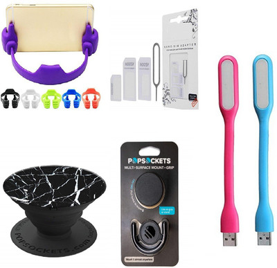 A 1 Top Mobile Holder Accessory Combo for All SmartPhone(Multicolor)