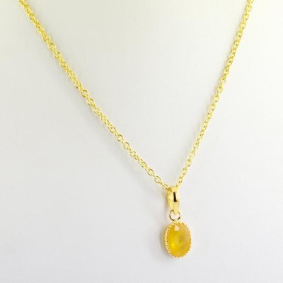 Gems Jewels Online Yellow Gold Plated Punch Dhatu With Yellow Sapphire Pendent Gold-plated Sapphire Stone Pendant