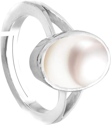 PANDIT JEWELLERS Natural Moti/Pearl 11.25 Ratti 92.5 Sterling Silver Rashi Ratan Ring Silver Pearl Silver Plated Ring