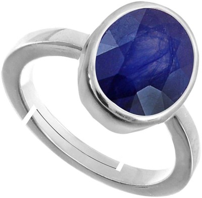 PANDIT JEWELLERS Certified Natural Blue Sapphire 92.5Sterling Silver 7.5Ct. 8.25Ratti Neelam Gemstone Stone Rashi Ratan Gemstone Adjustable Mens Ring Silver Sapphire Sterling Silver Plated Ring