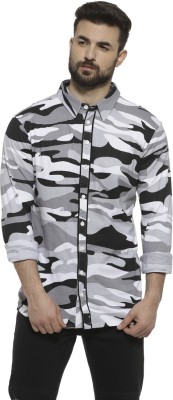 CAMPUS SUTRA Men Military Camouflage Casual Grey Shirt