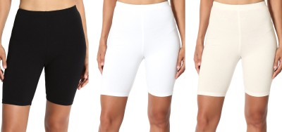 Lili Solid Women White, Black, Beige Running Shorts