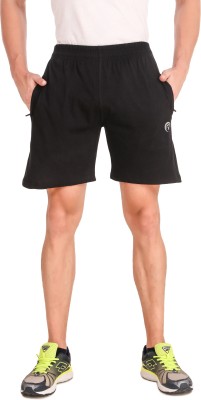 FABSTIEVE Self Design Men Black Regular Shorts