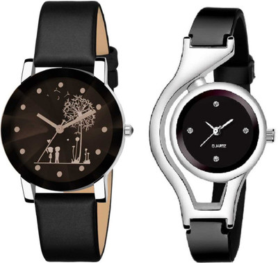 Rd ytr DS-508 New Design Analog Watch Black Dial Prism Glass Black Leather Strap Analog DS-508 New Design - For woman DS-508 Analog Watch - For Girls