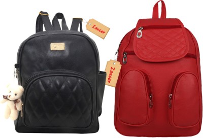 Zaxcer Collage Mini Latest Design Black TD & Red Backpack (Pack of 2 Pc) 5 L Backpack(Red, Black)