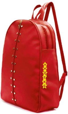 SAHAL PU Leather Backpack School Bag Student Backpack Women Travel bag 10 L Backpack(Red)
