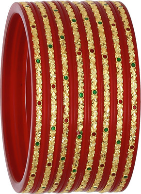 JOYERIA FASHIONS Plastic Gold-plated Bangle Set(Pack of 8)