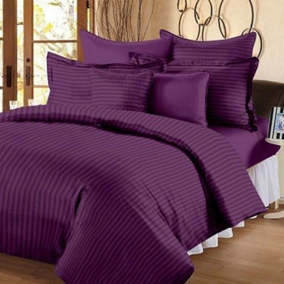 Rangabati 200 TC Cotton, Satin Double Striped Flat Bedsheet(Pack of 1, Purple)