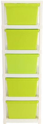 Joyful STUDIO 5 XL GREEN COLOR Plastic Free Standing Chest of Drawers(Finish Color - Green, DIY(Do-It-Yourself))