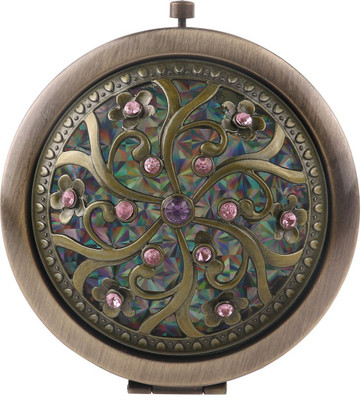 We3 Antique Metal Double-Sided Magnifying Compact Mirror