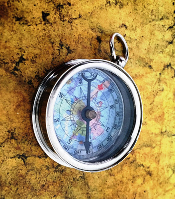 Shoptreed Nickel Plated Vintage Compass in Working Condition Compass(Silver)