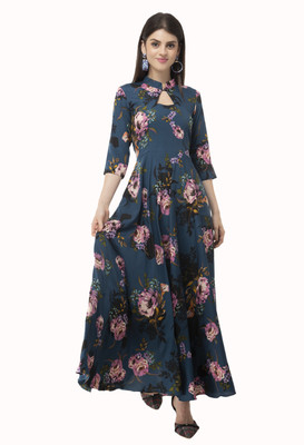 Rudraaksha Women Fit and Flare Blue Dress