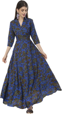 Rudraaksha Women Fit and Flare Blue Dress