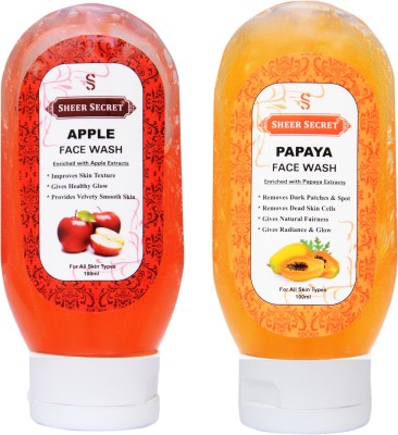 Sheer Secret Apple  100ml and Papaya  100ml Face Wash(200 ml)