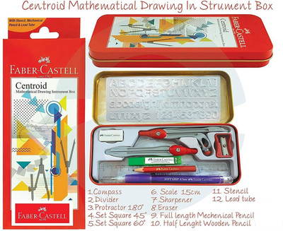 FABER-CASTELL Centroid - Mathematical Drawing Instrument Box Geometry Box(Red)