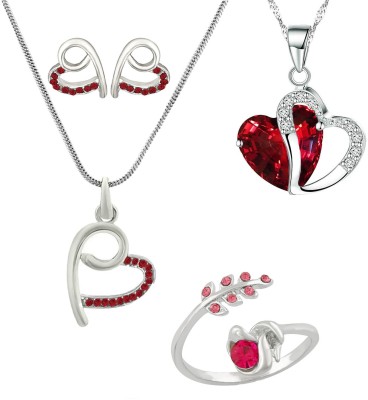 mahi Alloy Rhodium Red, Silver, White Jewellery Set(Pack of 1)