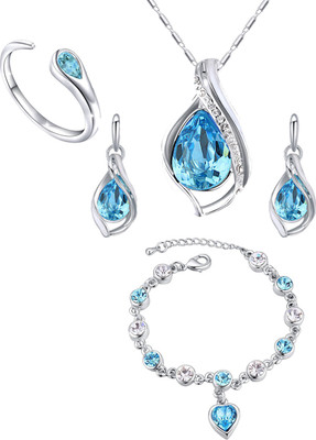 mahi Alloy Rhodium Silver, Turquoise, White Jewellery Set(Pack of 1)