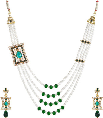 Bhana Jewells Alloy Gold-plated Green, White, Turquoise Jewellery Set(Pack of 1)