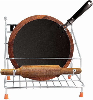 VSS Chakla/Belan Kitchen Rack Steel 5-in-1 Chakal Belan Tawa Chimta Lighter Stand