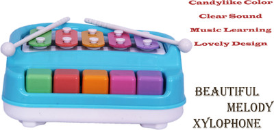 Toyvala Xylophone 2-in-1 Premium Piano 5 Key Scale Musical Toy For Kids - 221(Multicolor)