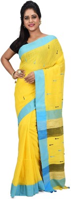 Desh Bidesh Self Design Handloom Handloom Pure Cotton Saree(Yellow)