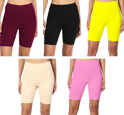 Lili Solid Women Maroon, Black, Pink, Beige, Yellow Running Shorts