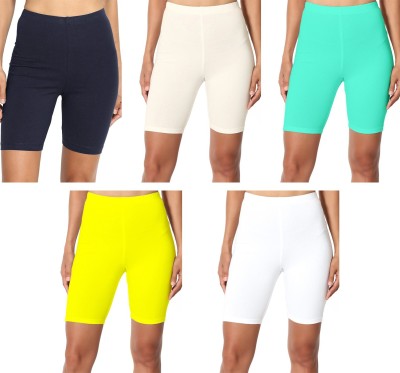 Lili Solid Women Green, White, Blue, Beige, Yellow Running Shorts