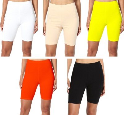 Lili Solid Women White, Black, Orange, Beige, Yellow Running Shorts