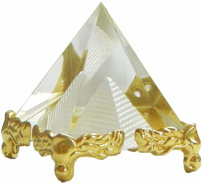 MKINDIACRAFT Vastu Feng Shui Crystal Pyramid For Positive Energy And Vastu Correction / Good Luck & Prosperity / 7cm Brass Yantra(Pack of 1)