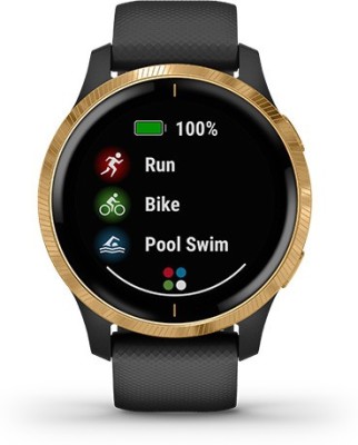 GARMIN Venu, GPS Smartwatch with Music, Body Energy Monitoring, Animated Workouts Smartwatch(Black Strap, Regular)