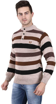 panv Woven High Neck Casual Men Multicolor Sweater