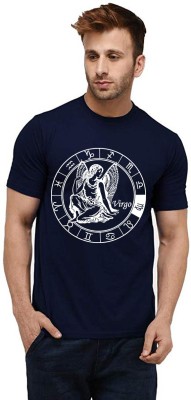 Aseria Printed Men Round Neck Blue T-Shirt