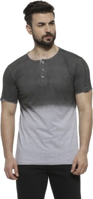 CAMPUS SUTRA Solid Men Henley Neck Grey T-Shirt