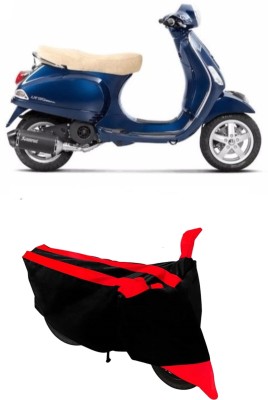 Carrogen Two Wheeler Cover for Piaggio(Vespa LX, Red, Black)