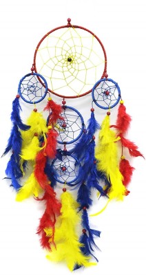 Ryme Color Full 5 Ring Multi Dream Catcher Wall Hanging For Home / Office Wool Dream Catcher(6 inch, Multicolor)