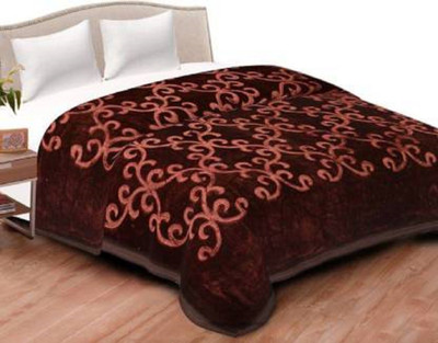 GKM Floral Double Mink Blanket for  Heavy Winter(Polyester, Multicolor)