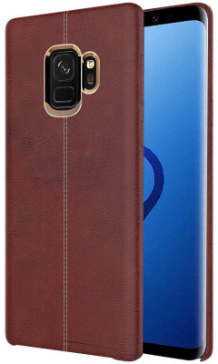 TGK Back Cover for Samsung Galaxy S9 (Double Stitch Shell with Metallic Logo Display Vorson Leather Case)(Brown, Shock Proof)