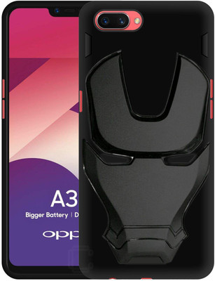 CASE CREATION Back Cover for Oppo A3s(Black, 3D Case, Silicon, Pack of: 1)